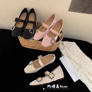 水钻方扣内增高玛丽珍鞋女鞋子2026春新款配裙子晚晚单鞋