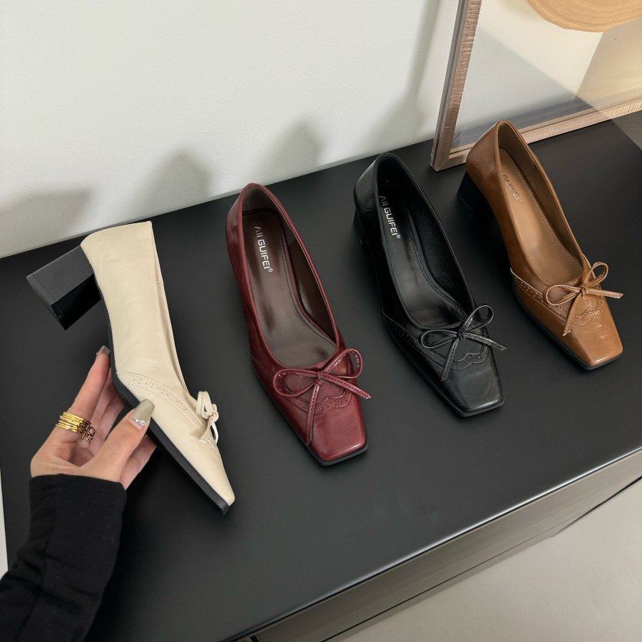 法式小香风方头蝴蝶结浅口单鞋女粗跟气质通勤玛丽珍鞋,女鞋,浅口单鞋,淘宝优惠券,粉丝福利购,淘宝优惠卷