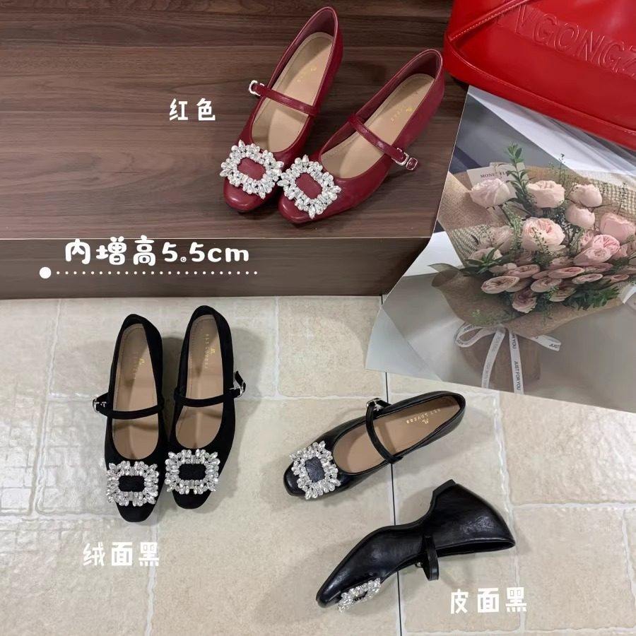 内增高方头水钻黑色单鞋女鞋子2026新款春秋季绒面玛丽珍晚晚鞋,女鞋,浅口单鞋,淘宝优惠券,粉丝福利购,淘宝优惠卷