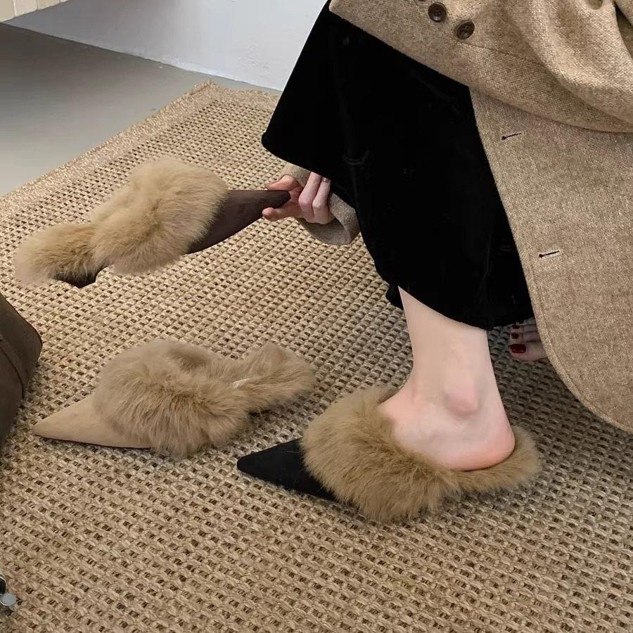 毛毛拖鞋女外穿一脚蹬包