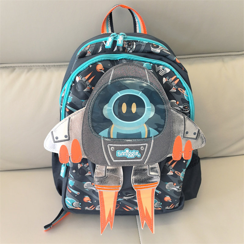 澳洲smiggle幼儿园小书包灰色飞船双肩包外出旅游多功能收纳背包