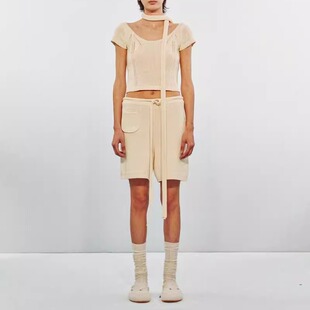 SWAYING 25早秋 肩部镂空短袖针织衫