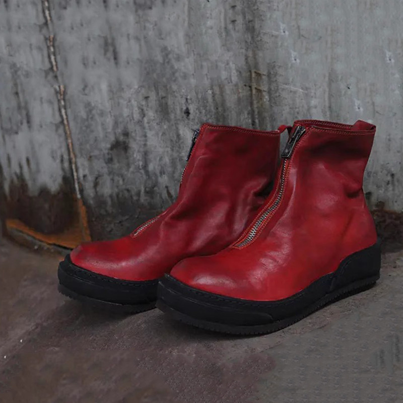 清仓折扣 Guidi PLS系列 软马皮前拉链短筒运动靴