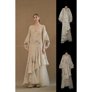 40%OFF 花染V领层次连衣裙 Mutedance