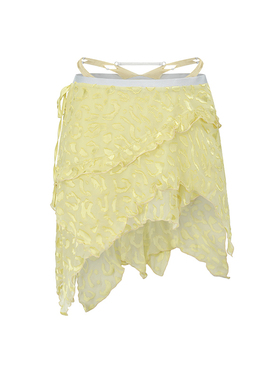 RUI built 26春夏 真丝细带拼接豹纹烧花半裙