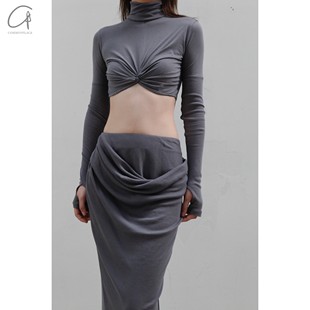 TP02系列 WAAG 纽结拼接高领短上衣 OUDE 50%OFF