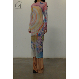 日落怪物印花网眼长裙 ENTRUDO 70%OFF CONSTANCA