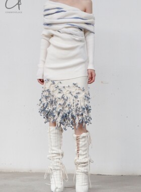 70%OFF NAN KNITS  钩针雪花流苏半裙