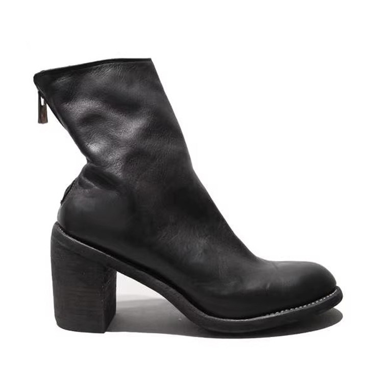 Guidi M86AW 后拉链圆头高跟中筒靴 意大利