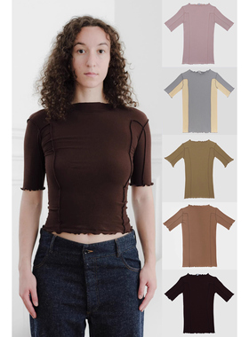 BASERANGE OMATO 3/4木耳边罗纹棉T恤  葡萄牙 Common Place