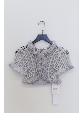 50%OFF NAN KNITS  镂空花边短开衫