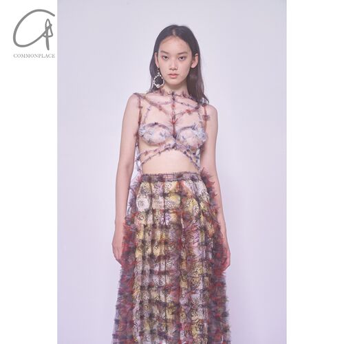 SUSANFANG镂空泡泡吊带背心