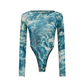 26春夏 OUDE WAAG 一字肩网纱印花连体衣