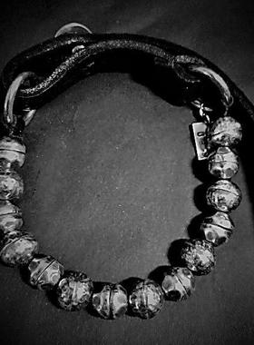 预 GOTI 工匠做旧马皮手链 925银 BR2207 意大利