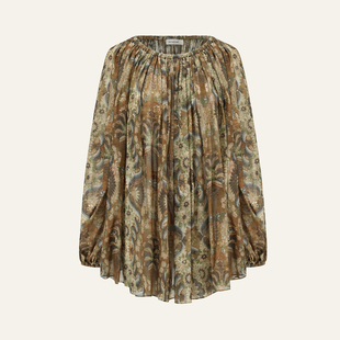 INTO THE EAST 26春夏 棕榈卷草一字领上衣