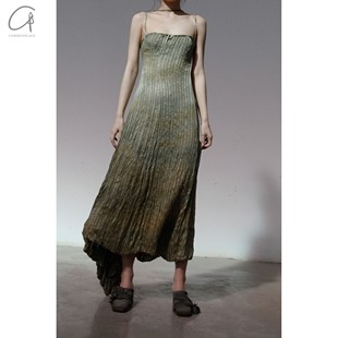 elapsing 60%OFF research 花染抽绳设计吊带连衣裙