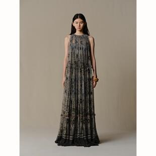 INTO THE EAST 复古印花无袖拼接连衣裙