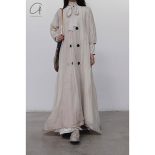 40%OFF Mutedance 花染V领羊毛真丝双排扣外套