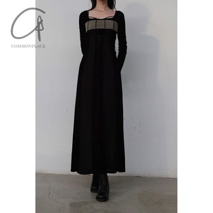 丝绒夹蕾丝拼接长袖 Morceau 连衣裙 70%OFF