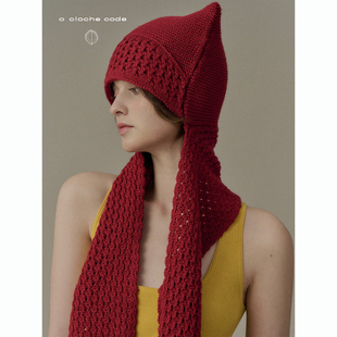 o cloche code 羊毛护耳围巾帽