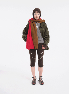 RUI built 25秋冬 羊毛浮线拼色围巾