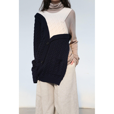 假三件拼接毛衣美国淑