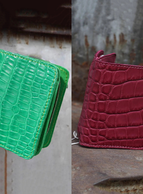 清仓折扣 Guidi PG2 鳄鱼皮拉链钱包卡包系列意大利