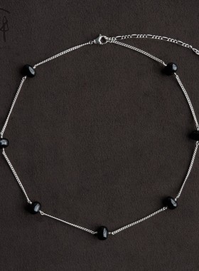 OLIO E ACETO 纯银黑玛瑙石子项链
