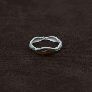 OLIO E ACETO 纯银/白玉髓/虎眼石花冠戒指