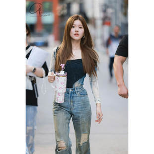 丝绒拼接印花上衣 WAAG 赵露思 OUDE