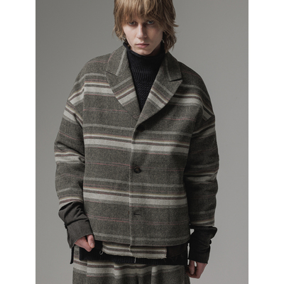 ISO Devoa x The Viridi-Anne  合作款 羊毛/真丝条纹夹克