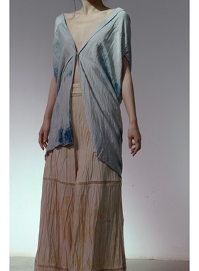 70%OFF a research of elapsing 花染蓝丝质上衣衬衫