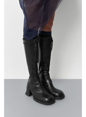 Miista 25秋冬 Michaela 黑色高筒蕾丝靴 西班牙