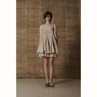 Mutedance真丝双层斜肩连衣裙