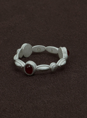 OLIO E ACETO 新年系列 纯银红玛瑙宝石戒指