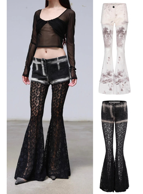 50%OFF PengTai 拼接蕾丝喇叭裤