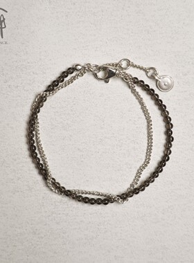 纯银茶晶双层手链手作