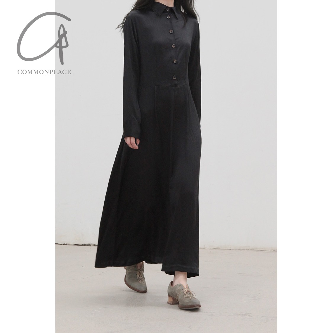 真丝连衣裙意大利手作黑色