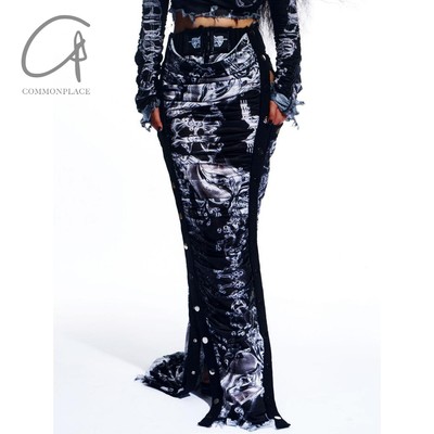 WINDOWSEN褶皱印花半裙