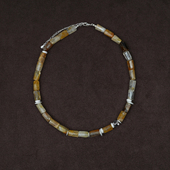 OLIO 虎眼石银片串珠拼接项链 黄胶花 ACETO