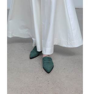 传统手工缝制千层底 褶裥穆勒尖包头拖鞋 60%OFF ESTEAST