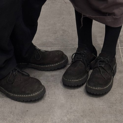 牛皮系带大头鞋单鞋guidi