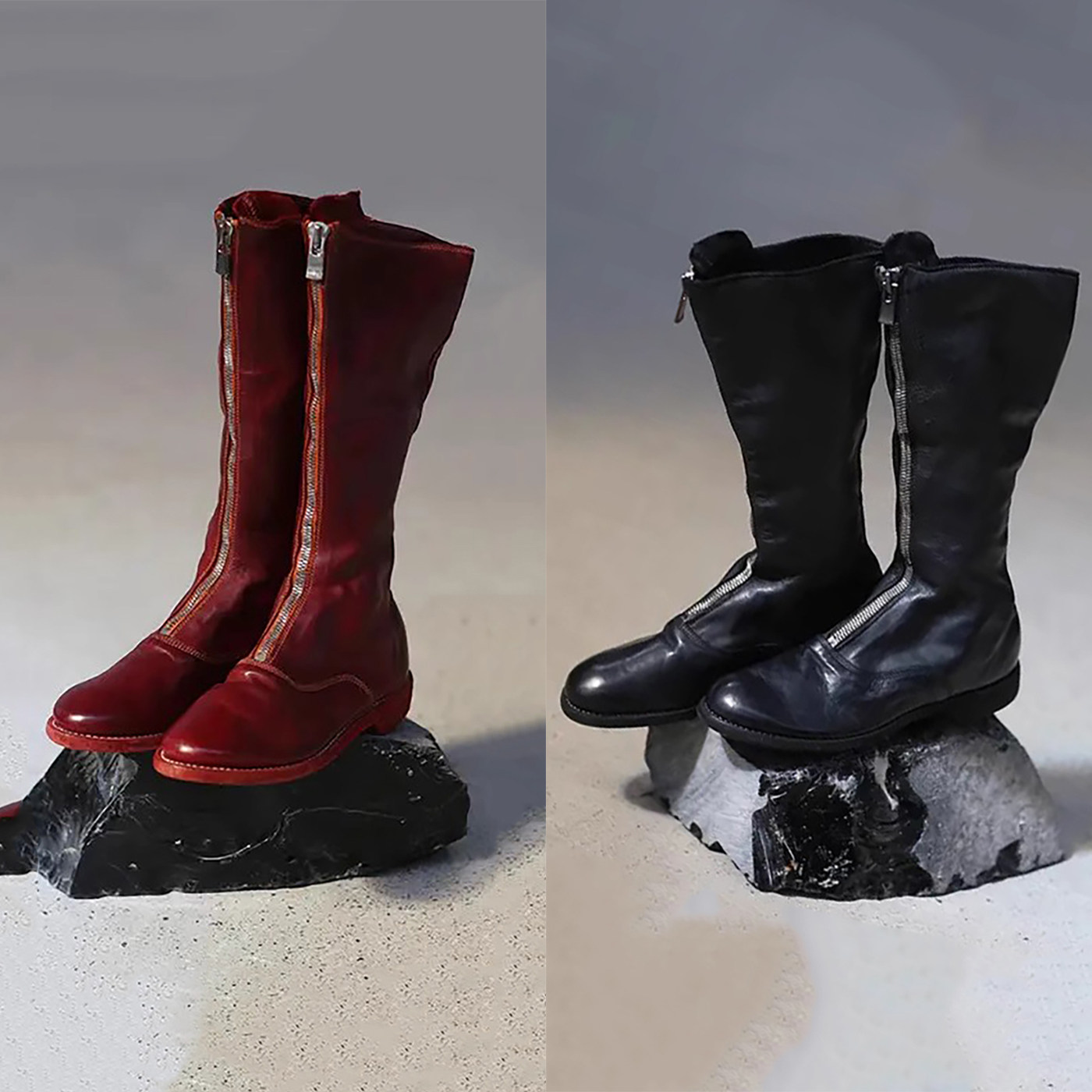 清仓折扣 Guidi 410 软马皮前拉链高筒靴 意大利手作