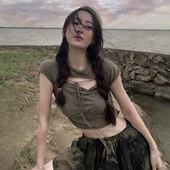 T恤 50%OFF 法国 不规则抽褶花染棉质 破洞 Peng Tai