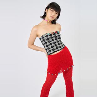 抹胸 YANYAN ARGYLE 带花朵 迷你半身裙 KNITS