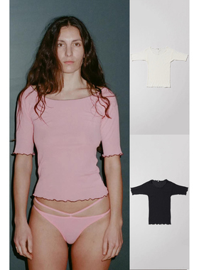 BASERANGE 圆领木耳边罗纹棉T恤 TOPA系列合集  法国