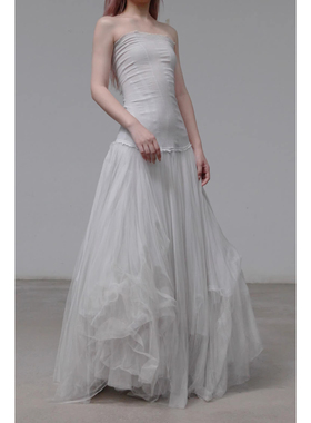 Marc Le Bihan 抹胸连衣裙三层纱21930系列 高弹贴身