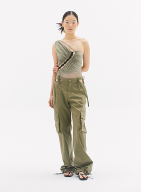 RUI built 单肩拼接抽褶连体衣