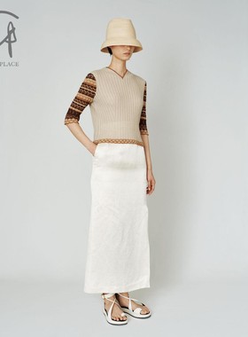 80%OFF Mame kurogouchi亚麻丝高腰开缝半身裙日本