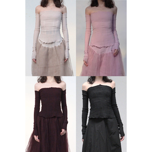 26916 Marc Bihan 法国手工 平肩拉伸打底抹胸上衣T恤